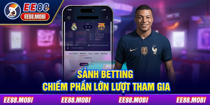 Sảnh betting chiếm phần lớn lượt tham gia Sảnh betting chiếm phần lớn lượt tham gia